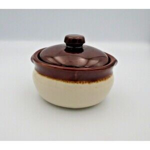 McCoy Vintage Two Tone Small Stoneware Bean Pot w/Lid